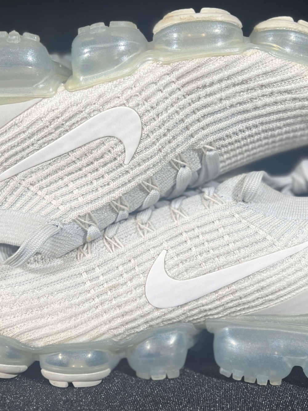 NIKE Air VaporMax Sneakers | Flyknit 3 White Silver AJ6910-100 | Womens 11